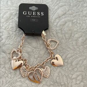GUESS  Gold 7 Hearts Charm Bracelet NWT